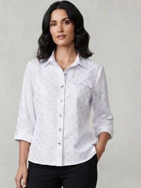 New York Clothing Company White & Silver Button-Up Shirt